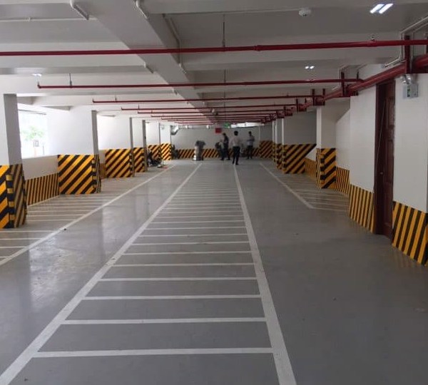 sơn sàn epoxy cho khu để xe tầng hầm chung cư HH1
