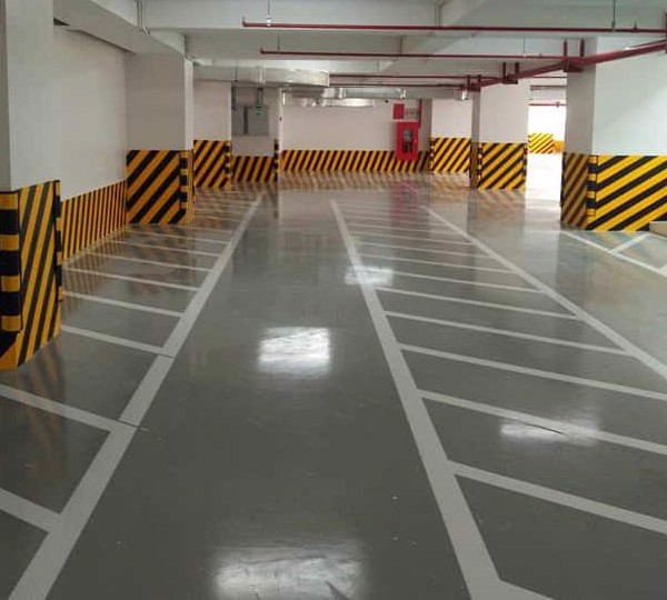 thi công công trình sơn sàn epoxy tầng hầm cho chung cư hh1